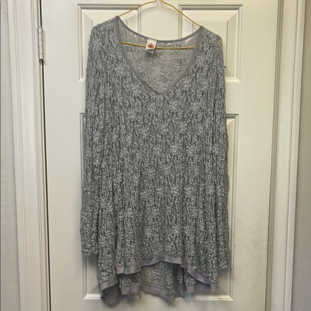 Gray Asymmetrical Pleated Tunic